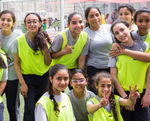 Gruppenbild nach einem Sieg bei einem Fußballturnier, Jordanien